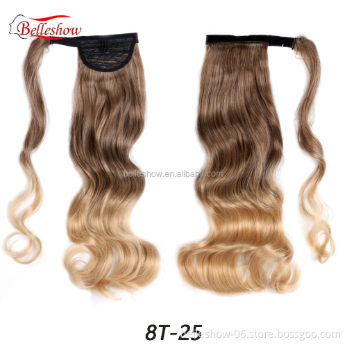 Hot sell  Easy To Wear Many Different Color OmbreS ynthetic Wrap Around Magic Paste Ponytail